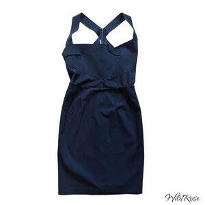 Roland Mouret Fitted Black Strappy Cut-Out Mini Dress SZ 8 (Fits 4-6)